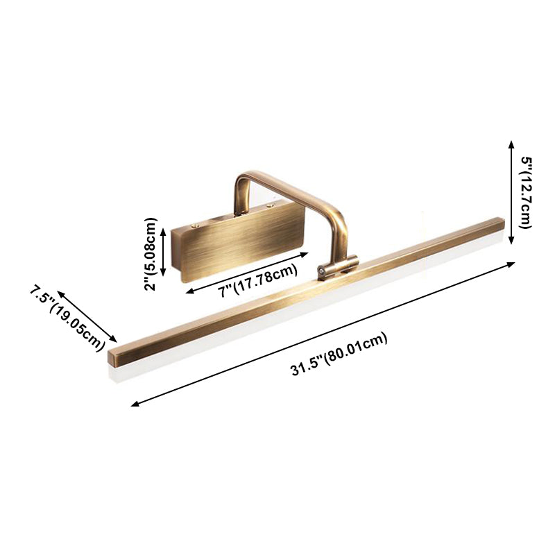 1 Light Linear Mirror Wall Lighting Modern Style Metal Wall Light Fixture in Brass