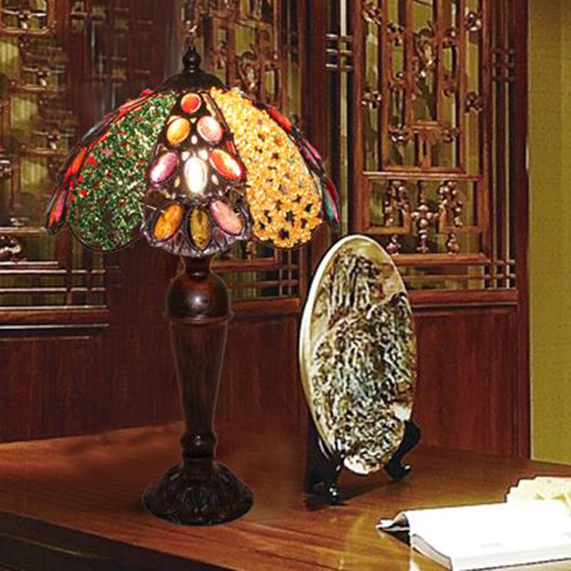 1 Bulb Night Table Lighting Art Deco Dome Metal Nightstand Lamp in Red/Yellow/Green for Living Room