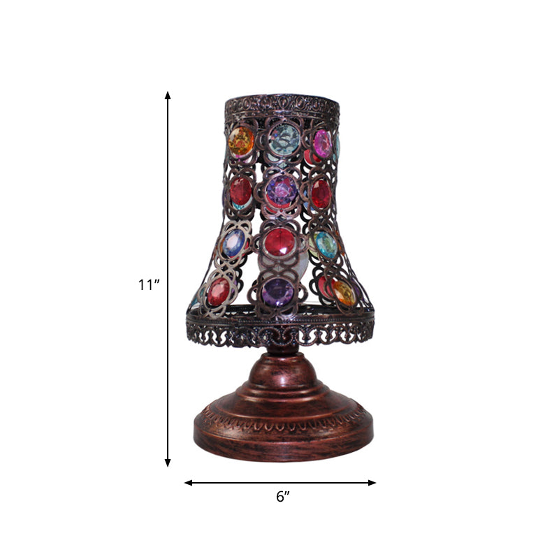 Bell/Cone Bedroom Night Table Lamp Decorative Metal 1 Light Copper Nightstand Lighting, 5.5"/6" Wide