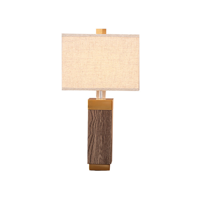 Modernist 1 Bulb Task Light Flaxen Rectangular Nightstand Lamp with Fabric Shade