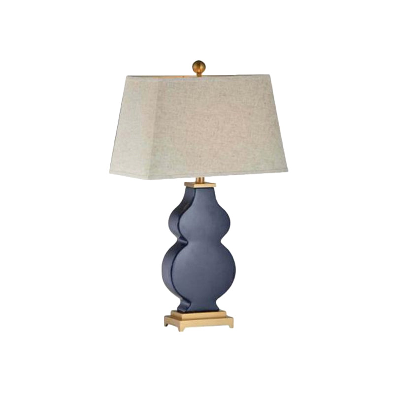 Modernism Pagoda Shape Desk Light Fabric 1 Bulb Night Table Lamp in Blue for Bedroom