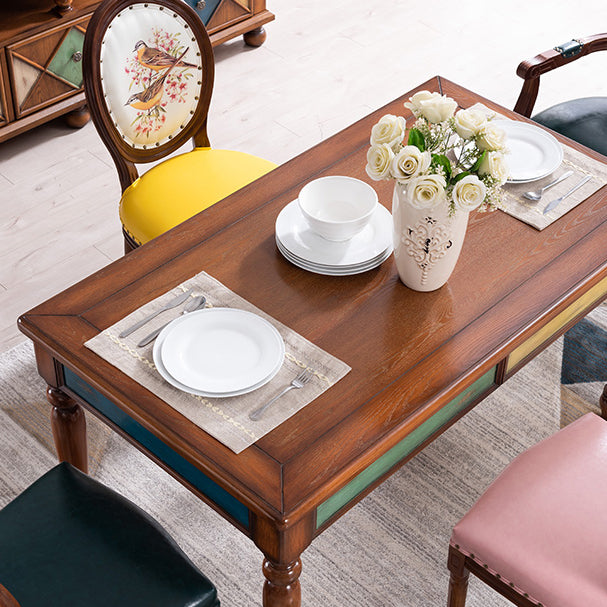 Table rectangle moderne en bois massif du milieu du siècle table à manger en bois avec 4 jambes