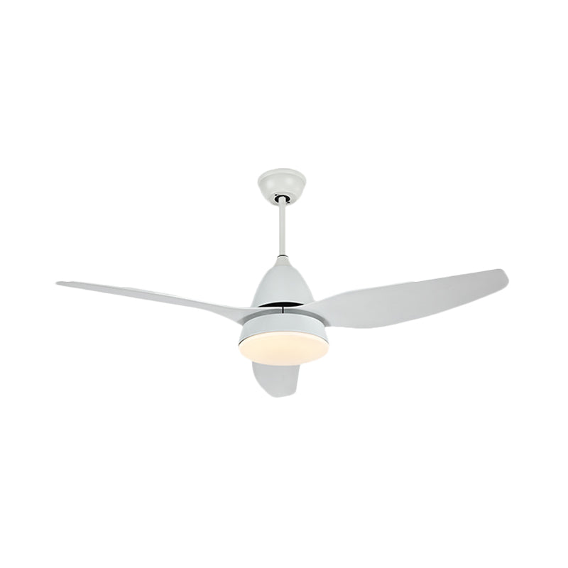 50" W LED Fan Lighting Modern Style Living Room Semi-Flush Ceiling Light with Circle Acrylic Shade in White, 3 Blades