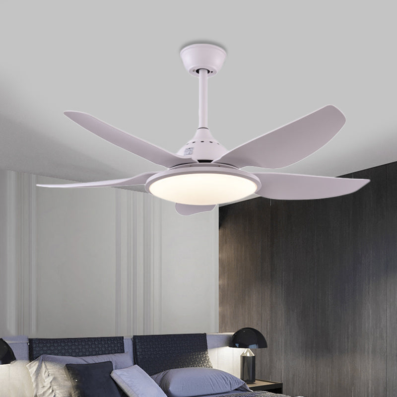 Modern Round Fan Lamp LED Acrylic 5 Blades Semi-Flush Ceiling Light in White for Living Room, 44" Wide