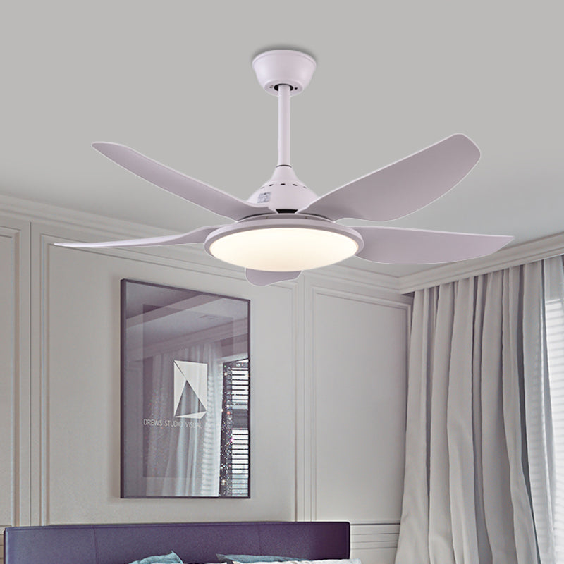 Modern Round Fan Lamp LED Acrylic 5 Blades Semi-Flush Ceiling Light in White for Living Room, 44" Wide