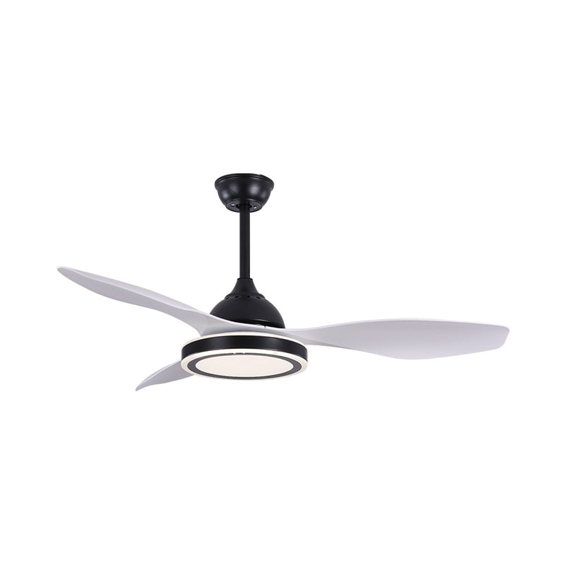 48" Wide LED Circular Ceiling Fan Light Modern Black Acrylic Semi Flush Mount Lighting for Living Room, 3 Blades