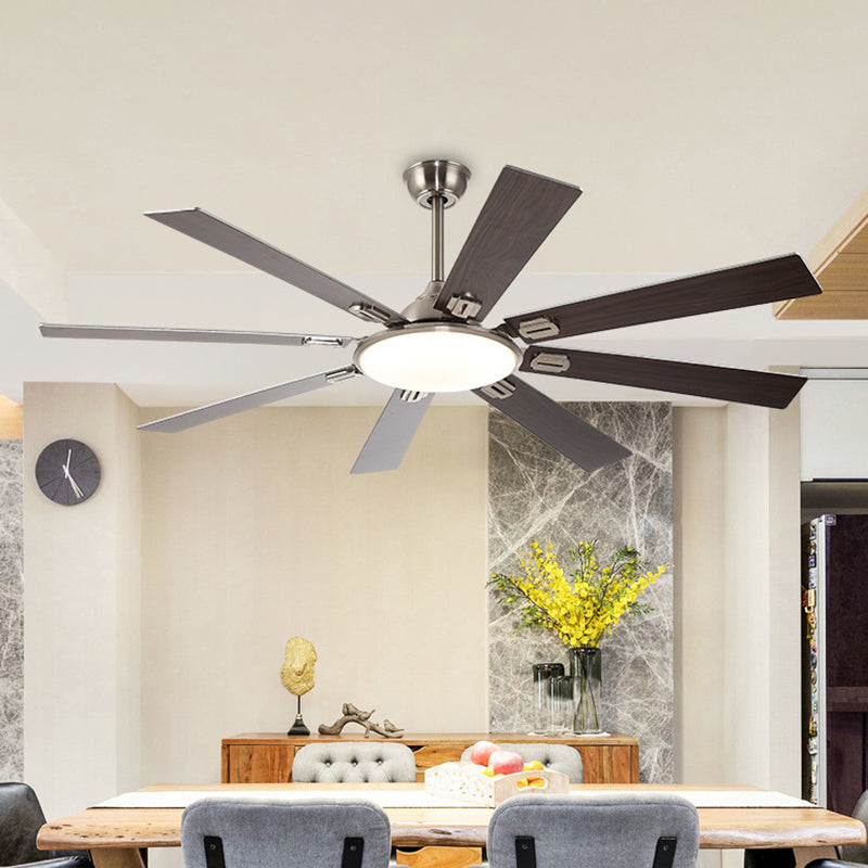 Circular Dining Room Semi Flushmount Traditional Acrylic 60" Wide LED Coffee Hanging Ceiling Fan Light with 8 Blades