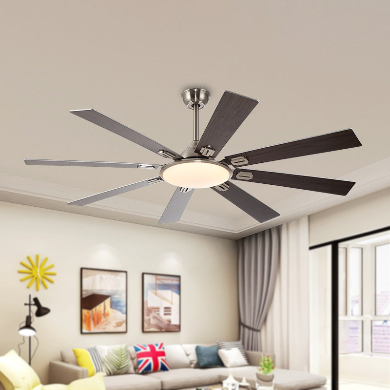 Circular Dining Room Semi Flushmount Traditional Acrylic 60" Wide LED Coffee Hanging Ceiling Fan Light with 8 Blades