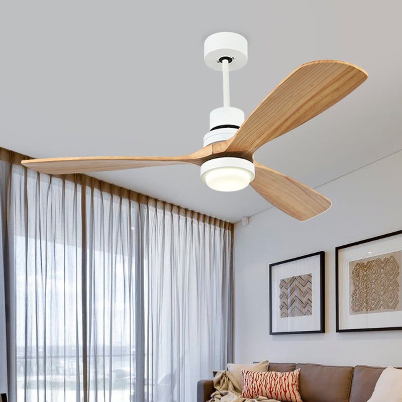 Éclairage de ventilateur de plafond en anneau en acrylique Simplicité de 52 "W LED LED LEMI MONTER ÉCLAIRAGE EN BLANC avec 3 lames de bois