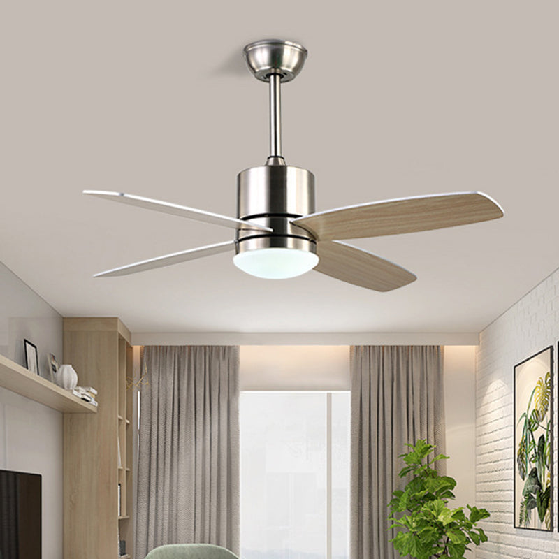 Nickle LED Hanging Fan Light Modernist Acrylic Circle 4 Wood Blades Semi Flush Mount Lighting for Living Room, 42" W