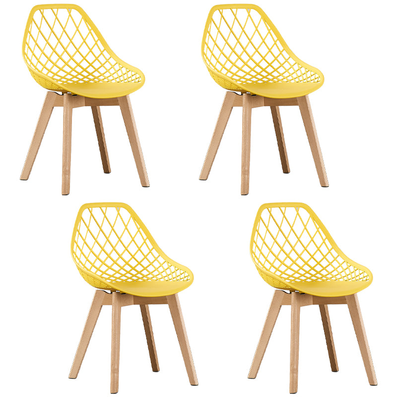 Eames Armless Ess -Stühle Seite Essstühle mit Holzbeinen (Set 4)
