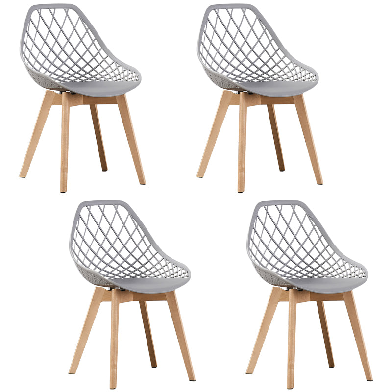 Eames Armless Dining Chairs Side Dining Chairs with Wood Legs (Set of 4)