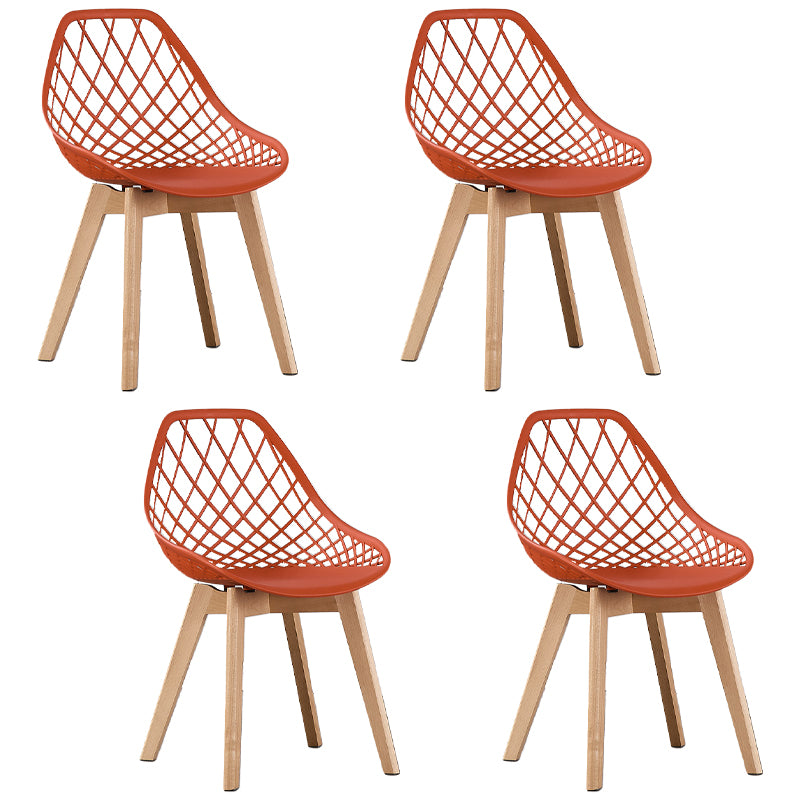 Eames Armless Ess -Stühle Seite Essstühle mit Holzbeinen (Set 4)