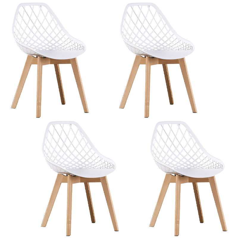 Eames Armless Ess -Stühle Seite Essstühle mit Holzbeinen (Set 4)