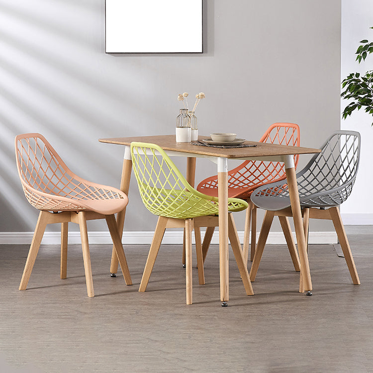 Eames Armless Dining Chairs Side Dining Chairs with Wood Legs (Set of 4)