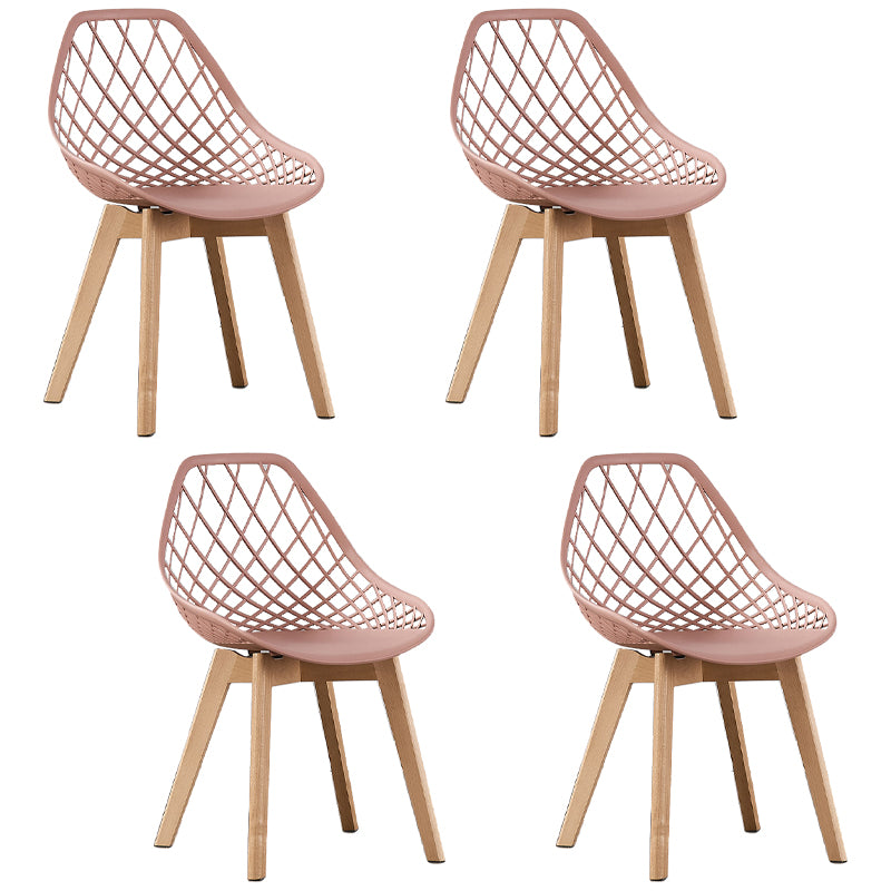 Eames Armless Dining Chairs Side Dining Chairs with Wood Legs (Set of 4)