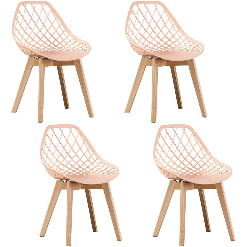 Eames Armless Dining Chairs Side Dining Chairs with Wood Legs (Set of 4)