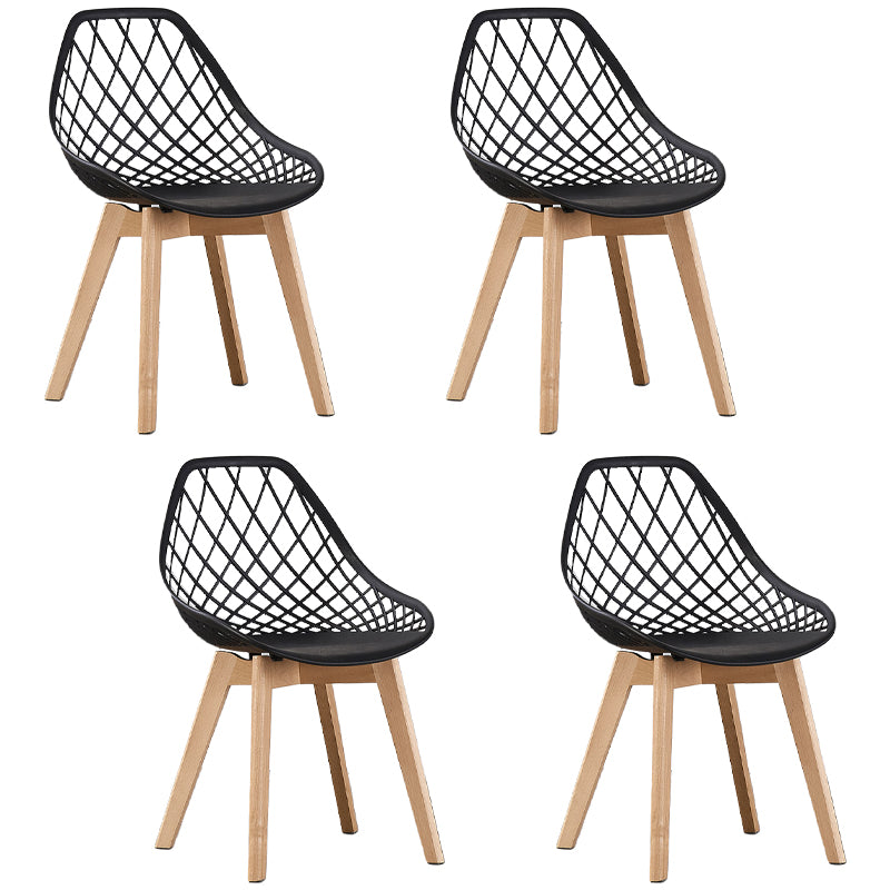 Eames Armless Dining Chairs Side Dining Chairs with Wood Legs (Set of 4)