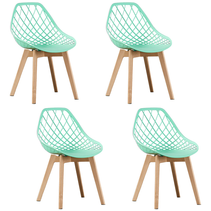 Eames Armless Dining Chairs Side Dining Chairs with Wood Legs (Set of 4)