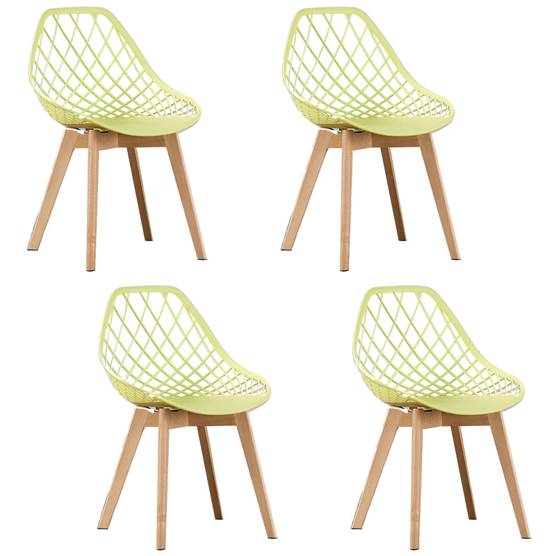 Eames Armless Dining Chairs Side Dining Chairs with Wood Legs (Set of 4)