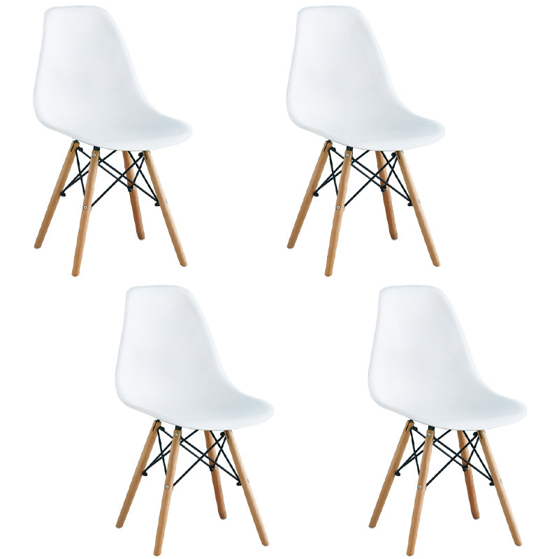 Sedie da pranzo senza braccio sedie da pranzo laterale Eames con gambe in legno (set di 4)