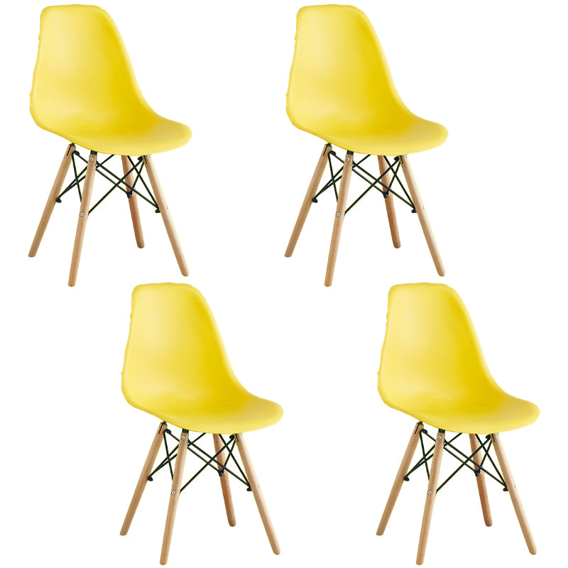 Sedie da pranzo senza braccio sedie da pranzo laterale Eames con gambe in legno (set di 4)