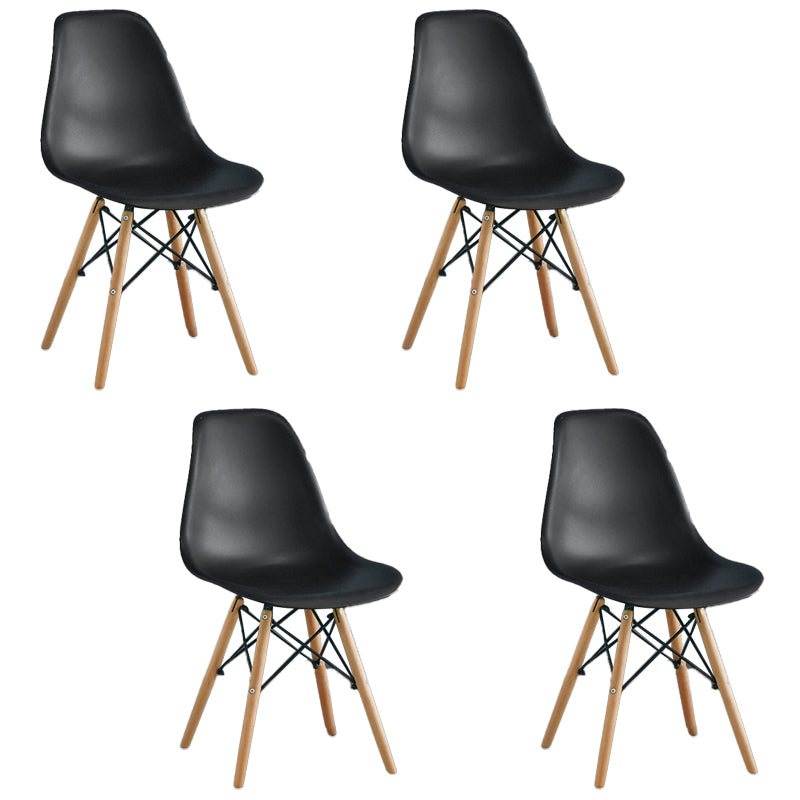 Sedie da pranzo senza braccio sedie da pranzo laterale Eames con gambe in legno (set di 4)