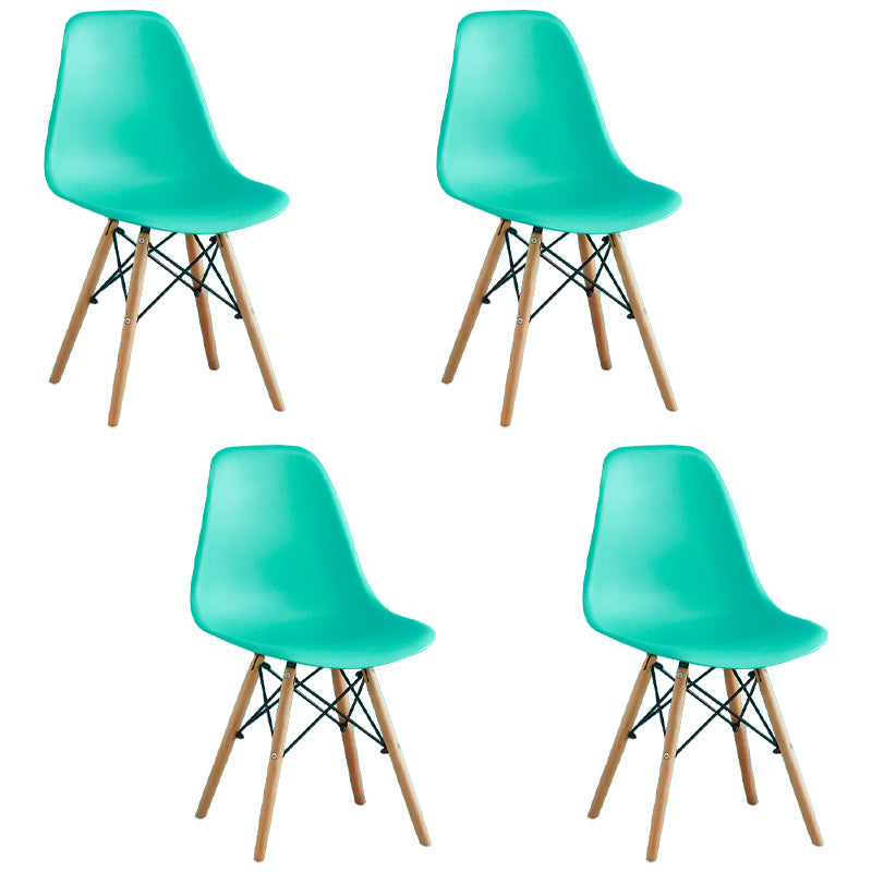 Sedie da pranzo senza braccio sedie da pranzo laterale Eames con gambe in legno (set di 4)