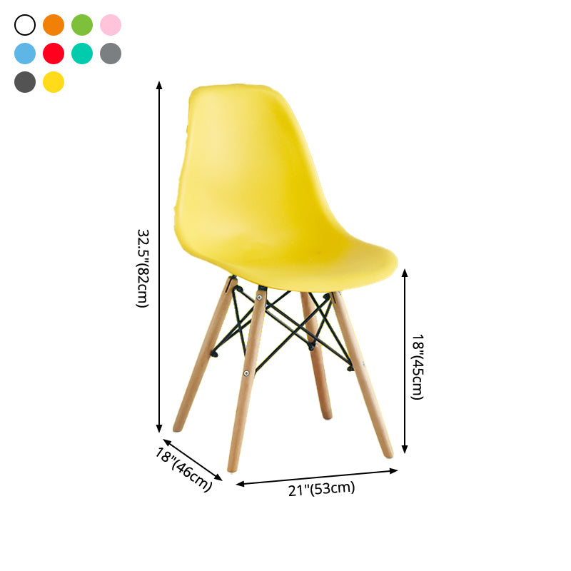 Sedie da pranzo senza braccio sedie da pranzo laterale Eames con gambe in legno (set di 4)