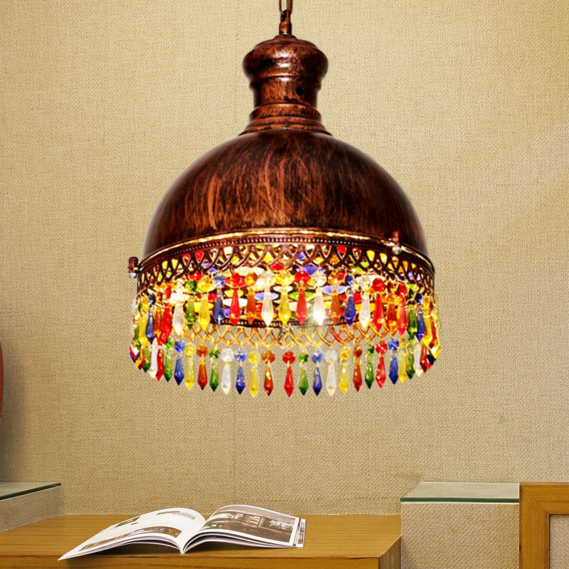 Art déco bol lustre éclairage 3 ampoules lampe suspendue au plafond en métal en laiton pour le salon