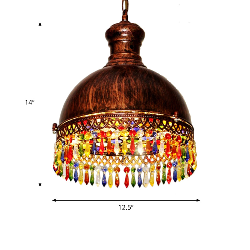 Art déco bol lustre éclairage 3 ampoules lampe suspendue au plafond en métal en laiton pour le salon