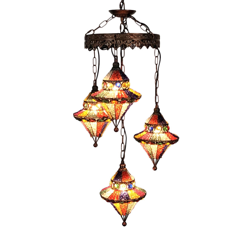 Funzione illuminazione il lampadario in metallo lanterna Boemian 4 lampadine Restauranti Luce a soffitto in giallo/arancione/viola