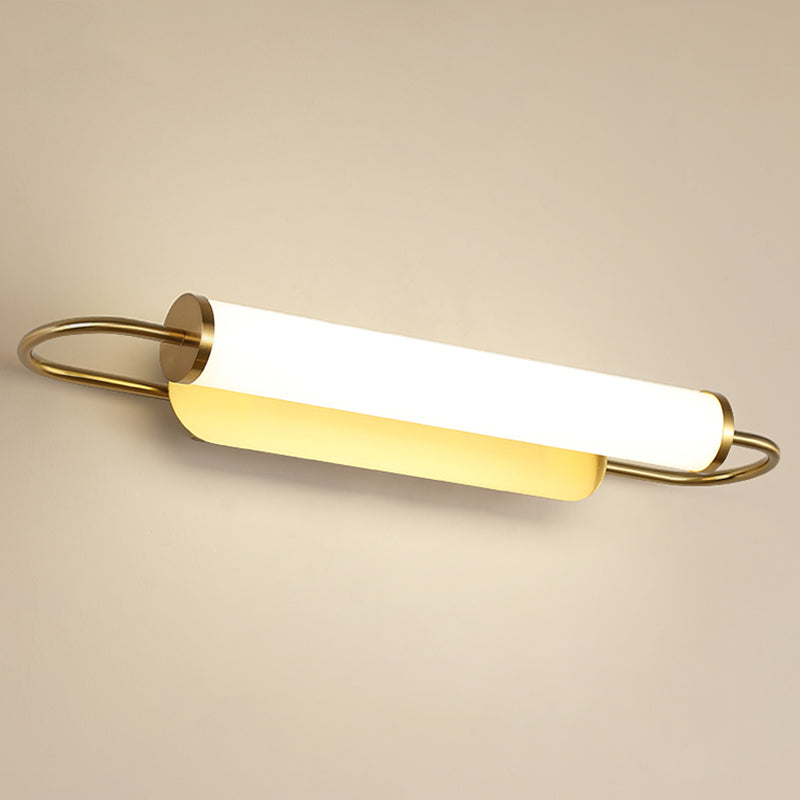 Metal Half Cylinder Wall Lighting Modern Mirror 1 Light Wall Mount Light Fixture in Brass