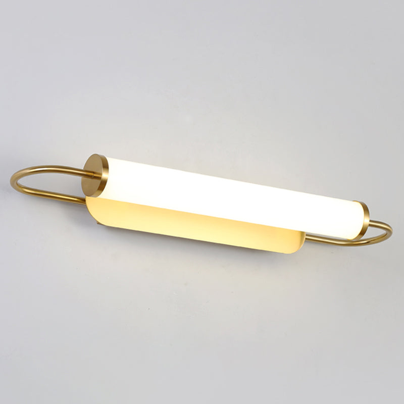 Metal Half Cylinder Wall Lighting Modern Mirror 1 Light Wall Mount Light Fixture in Brass