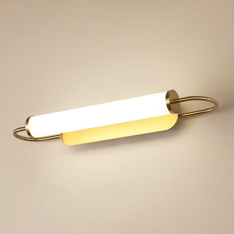 Metal Half Cylinder Wall Lighting Modern Mirror 1 Light Wall Mount Light Fixture in Brass