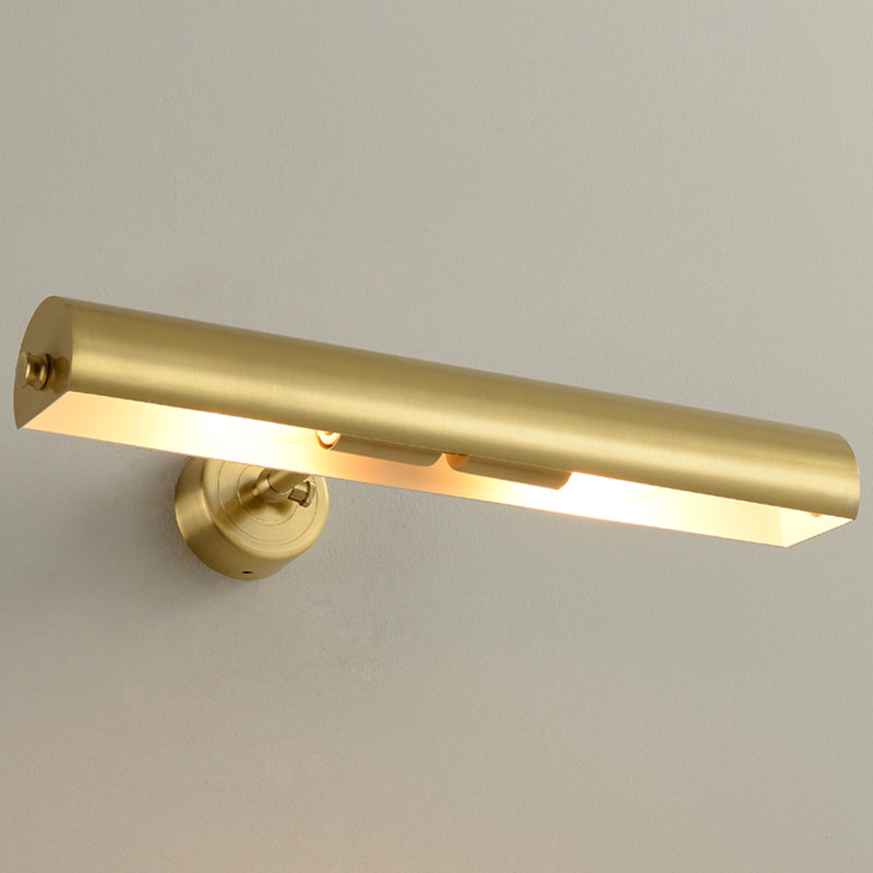 Lámparas de pared LED de cilindro de estilo moderno Ideas de iluminación de pared de espejo de 2 luces en oro en oro