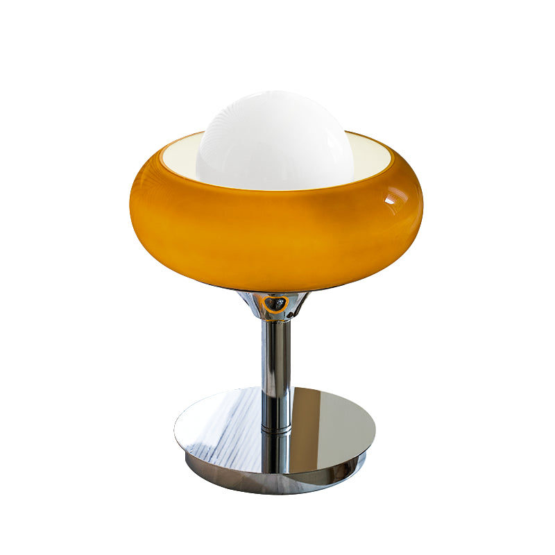 1 Light Sphere Table Lamp Contemporary Glass Nightstand Lamp in Yellow