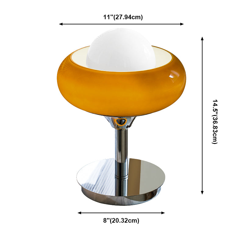 1 Light Sphere Table Lamp Contemporary Glass Nightstand Lamp in Yellow