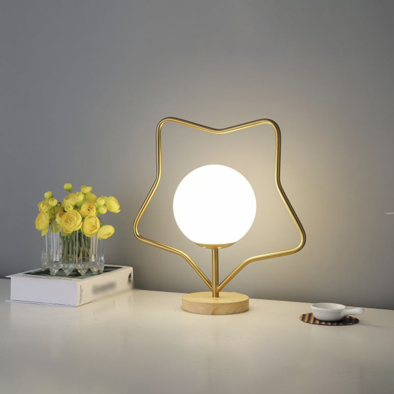 Globe Night Table Lamps Contemporary Glass 1 Light Nightstand Lamp in Gold