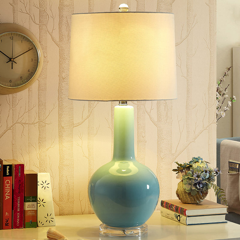 Contemporary Urn-Shaped Nightstand Lamp Ceramic 1 Bulb Reading Book Light in Blue