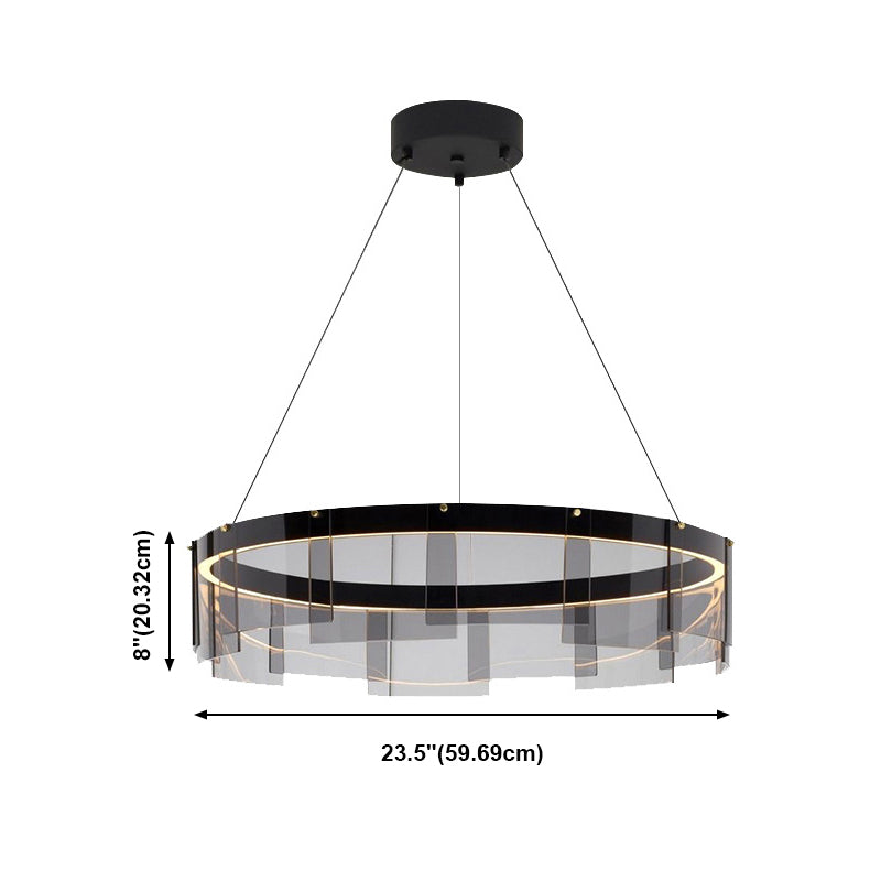 Lustre à LED de style contemporain nordique lustre en verre circulaire