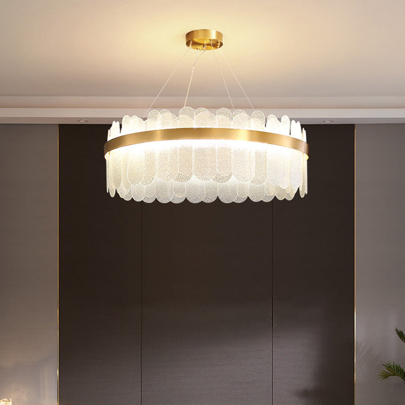 LED de style luxueux léger LED PROSIBLE LETUIRE LUMIÈRE CIRCULAIR METAL CHANDELIER EN GOL