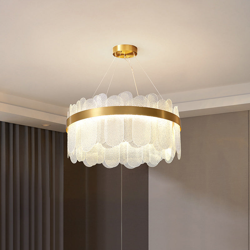 LED de style luxueux léger LED PROSIBLE LETUIRE LUMIÈRE CIRCULAIR METAL CHANDELIER EN GOL