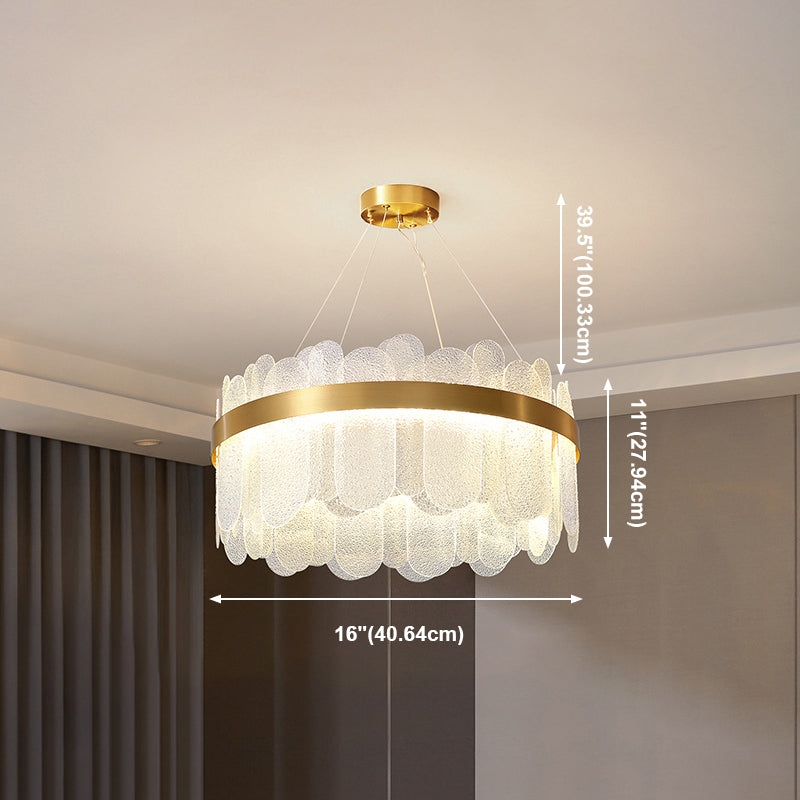 LED de style luxueux léger LED PROSIBLE LETUIRE LUMIÈRE CIRCULAIR METAL CHANDELIER EN GOL