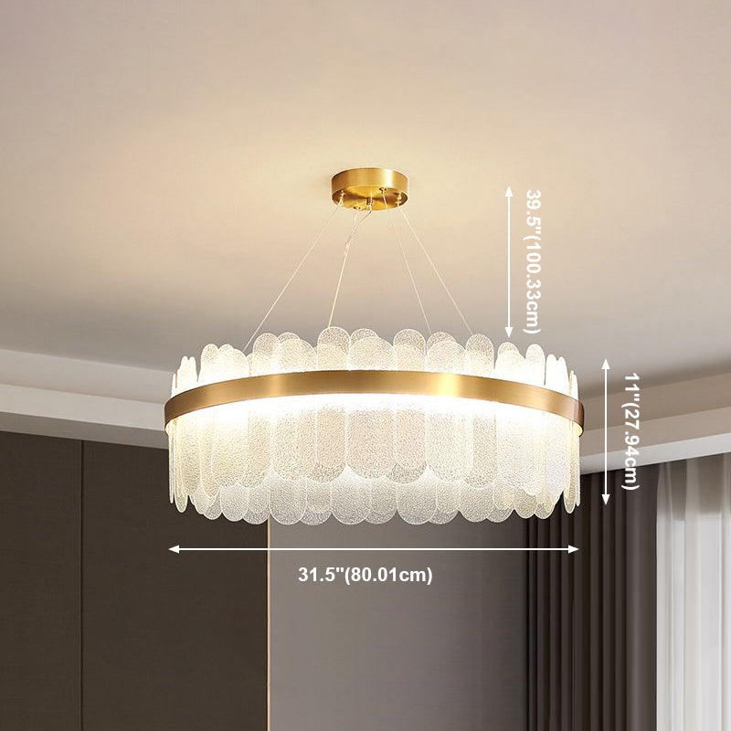 LED de style luxueux léger LED PROSIBLE LETUIRE LUMIÈRE CIRCULAIR METAL CHANDELIER EN GOL