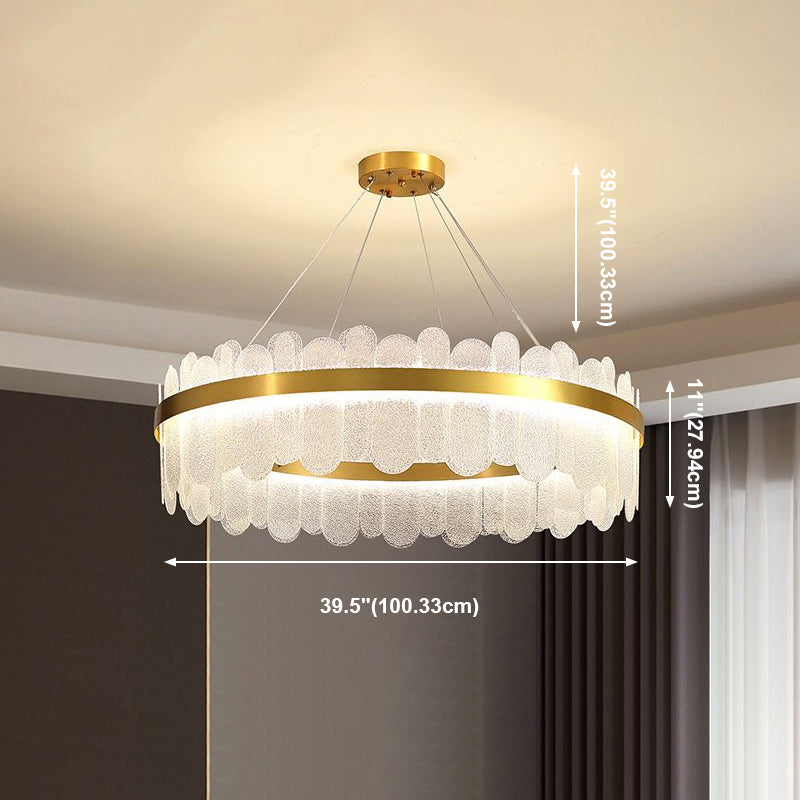 LED de style luxueux léger LED PROSIBLE LETUIRE LUMIÈRE CIRCULAIR METAL CHANDELIER EN GOL