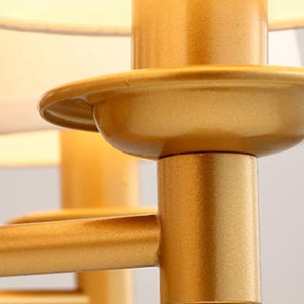 American Vertical Chandelier Lighting Fixtures Metal Ceiling Chandelier with Fabric Shade