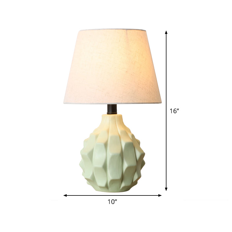 Wide Flare Nightstand Lamp Contemporary Fabric 1 Bulb Reading Book Light in Blue