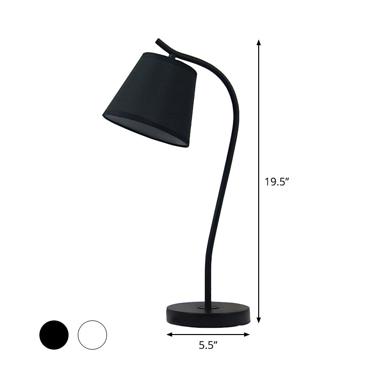 Lampe d'étude contemporaine 1 bulbe blanc / noir de lecture effilée livre Lumière avec de l'ombre en tissu