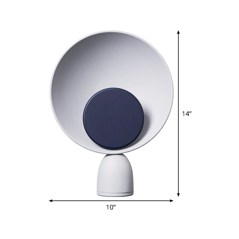 LED Bedroom Reading Light Modernism Blue Night Table Lamp with Saucer Metal Shade